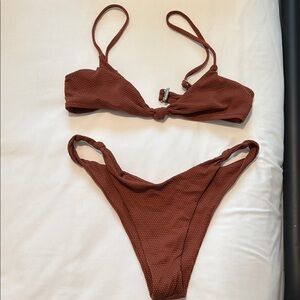 Zaful Brown Minimalist Bikini Set